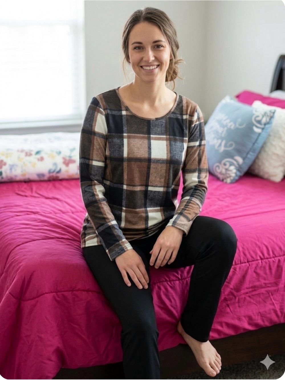 2-piece Pajama Lounge Set Women’s L Brown Black White